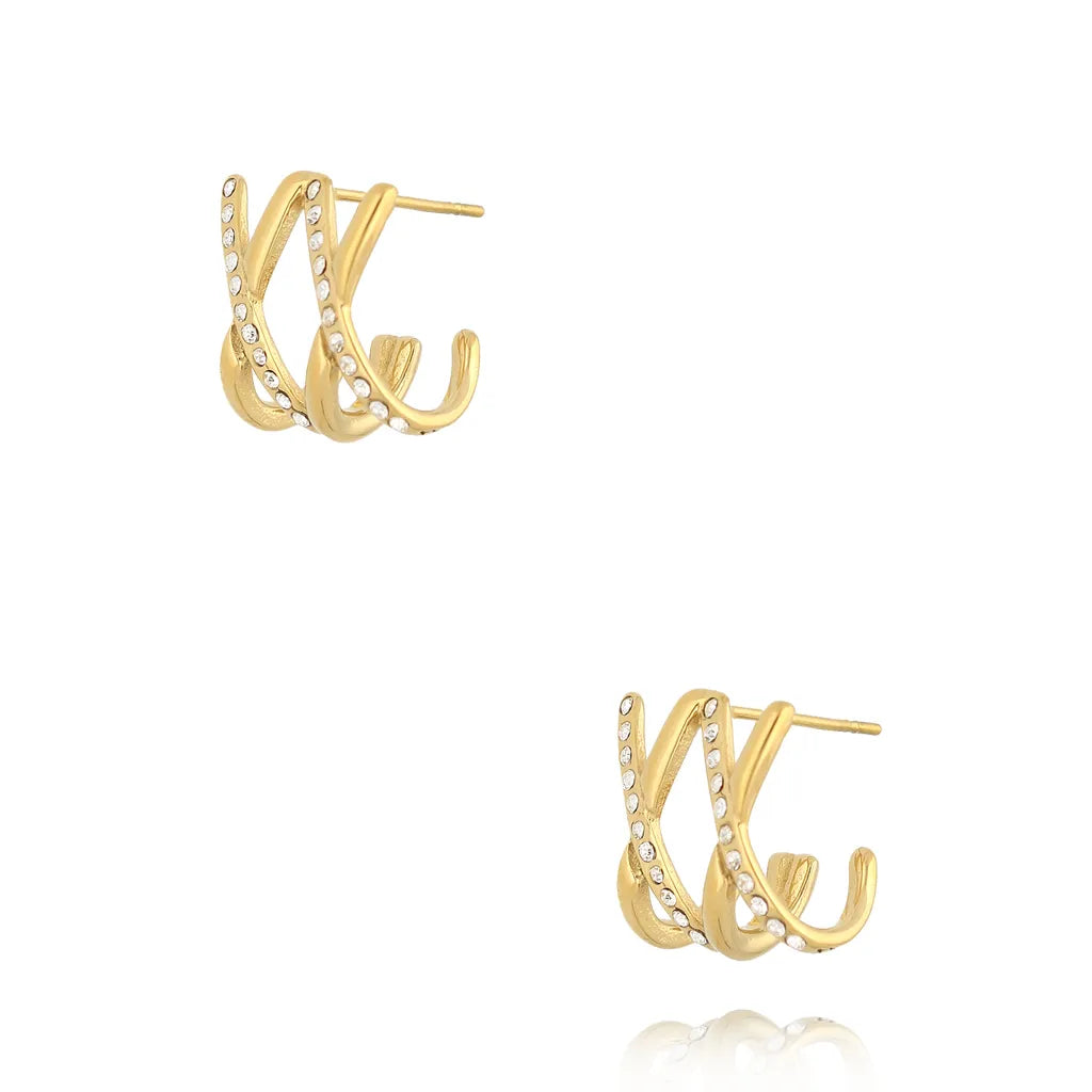 Zirconia Gold Pave Earrings