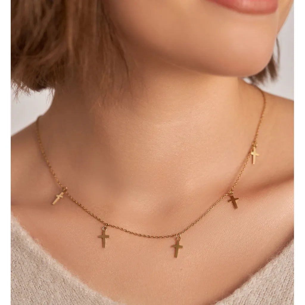 Rebecca Cross Gold Necklace