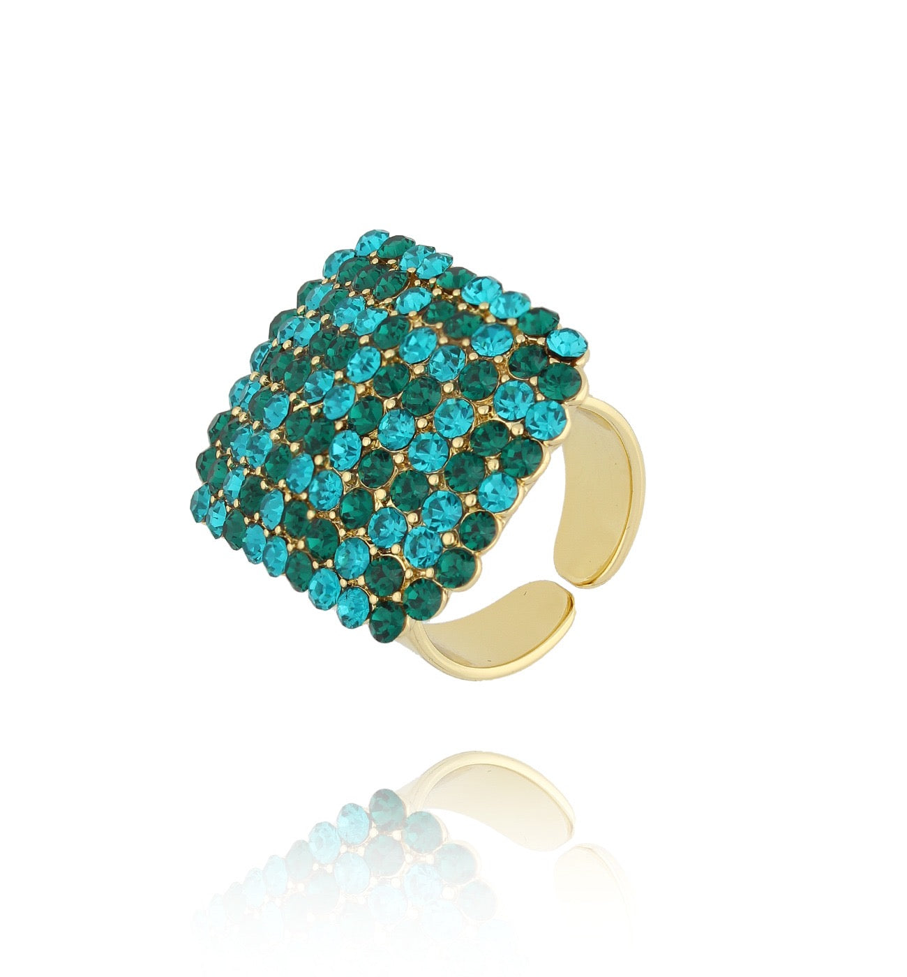 Emerald Green Adjustable Crystal Ring