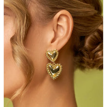 Load image into Gallery viewer, Gold Heart Earrings Dos Corazones
