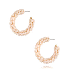 Load image into Gallery viewer, Ella Cream Crystal Hoops
