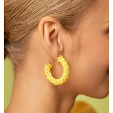 Load image into Gallery viewer, Ella Yellow Crystal Hoops
