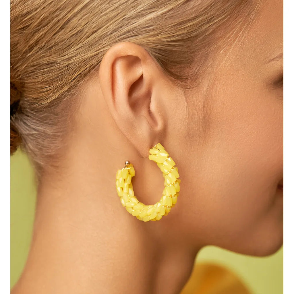 Ella Yellow Crystal Hoops