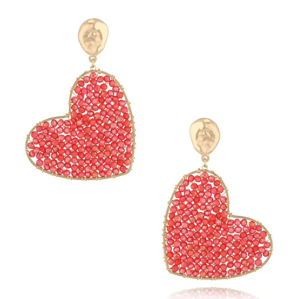 Heart Papaya Crystal Earrings