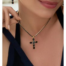 Load image into Gallery viewer, Black Crystal Cross Necklace
