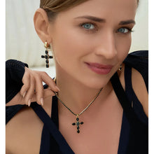 Load image into Gallery viewer, Black Crystal Cross Necklace
