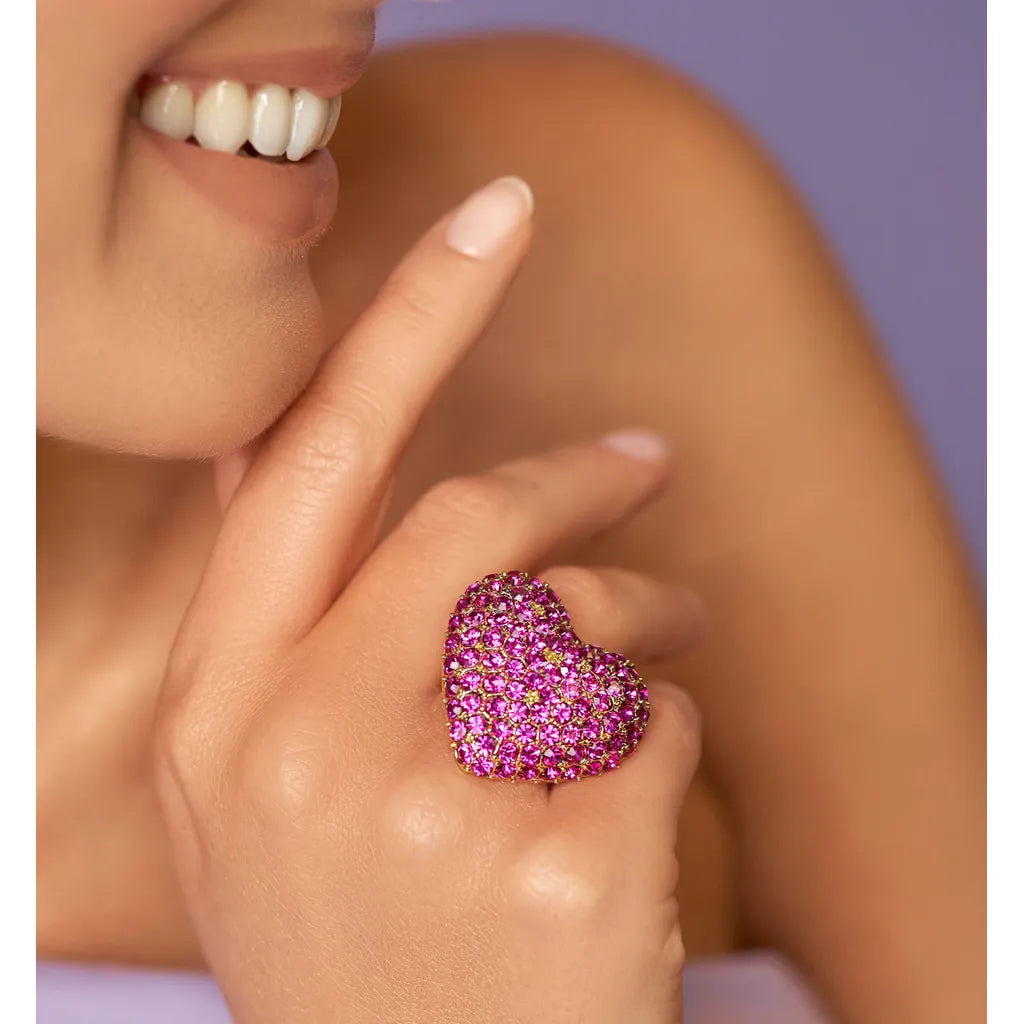 Fuchsia Heart Adjustable Ring