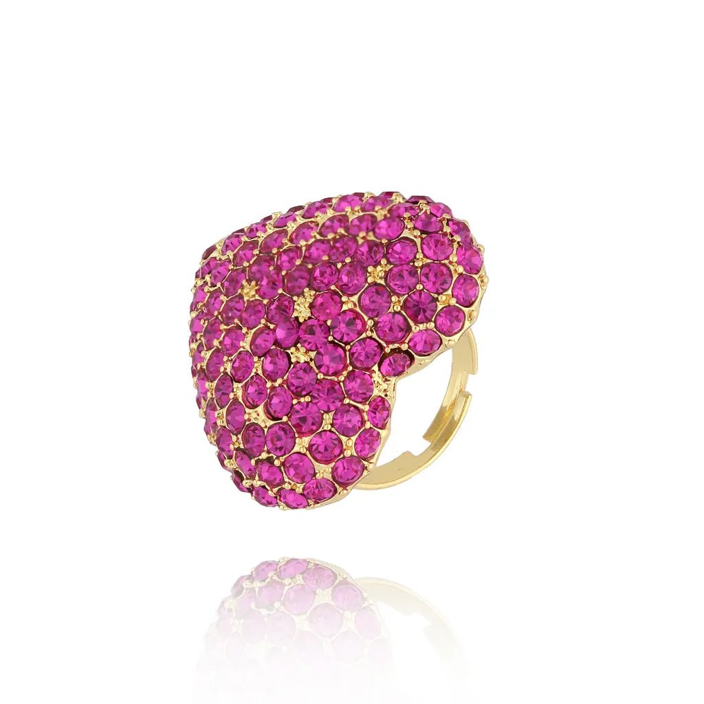 Fuchsia Heart Adjustable Ring