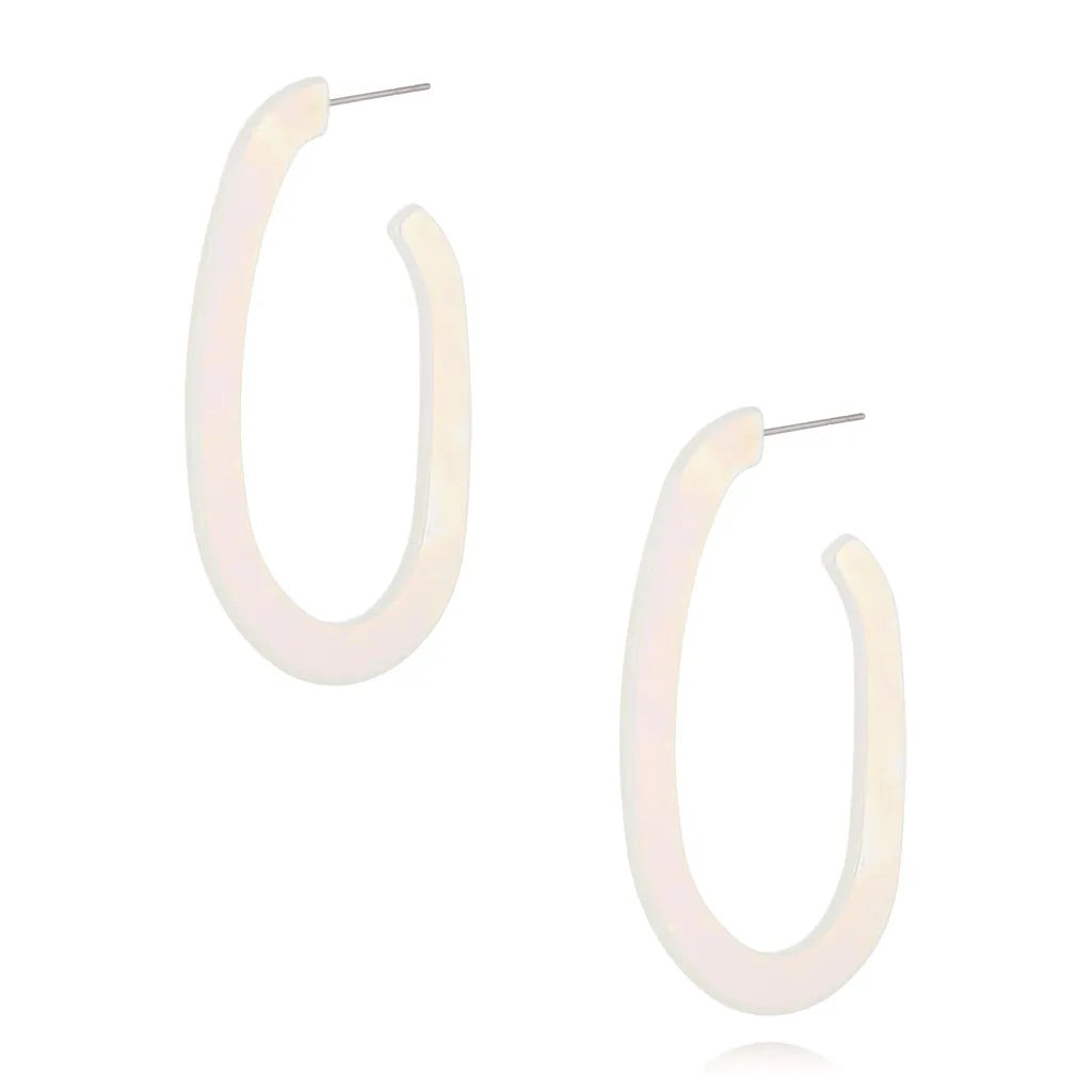 White Oval Earrings