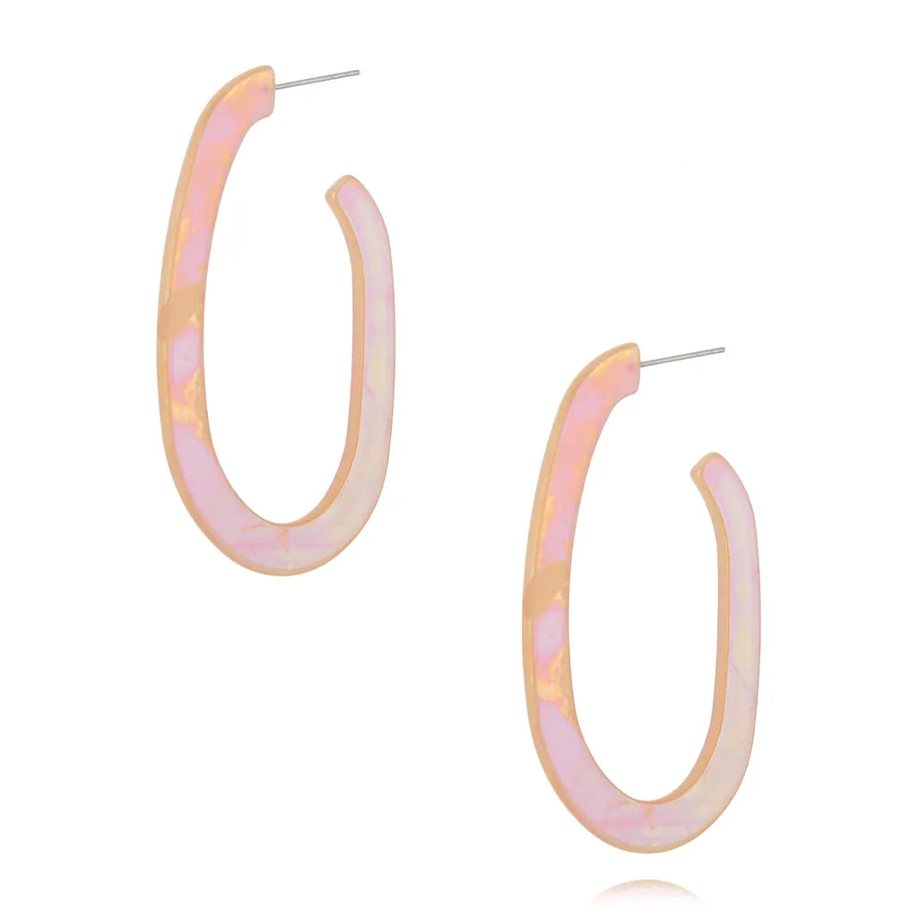 Beige Oval Earrings