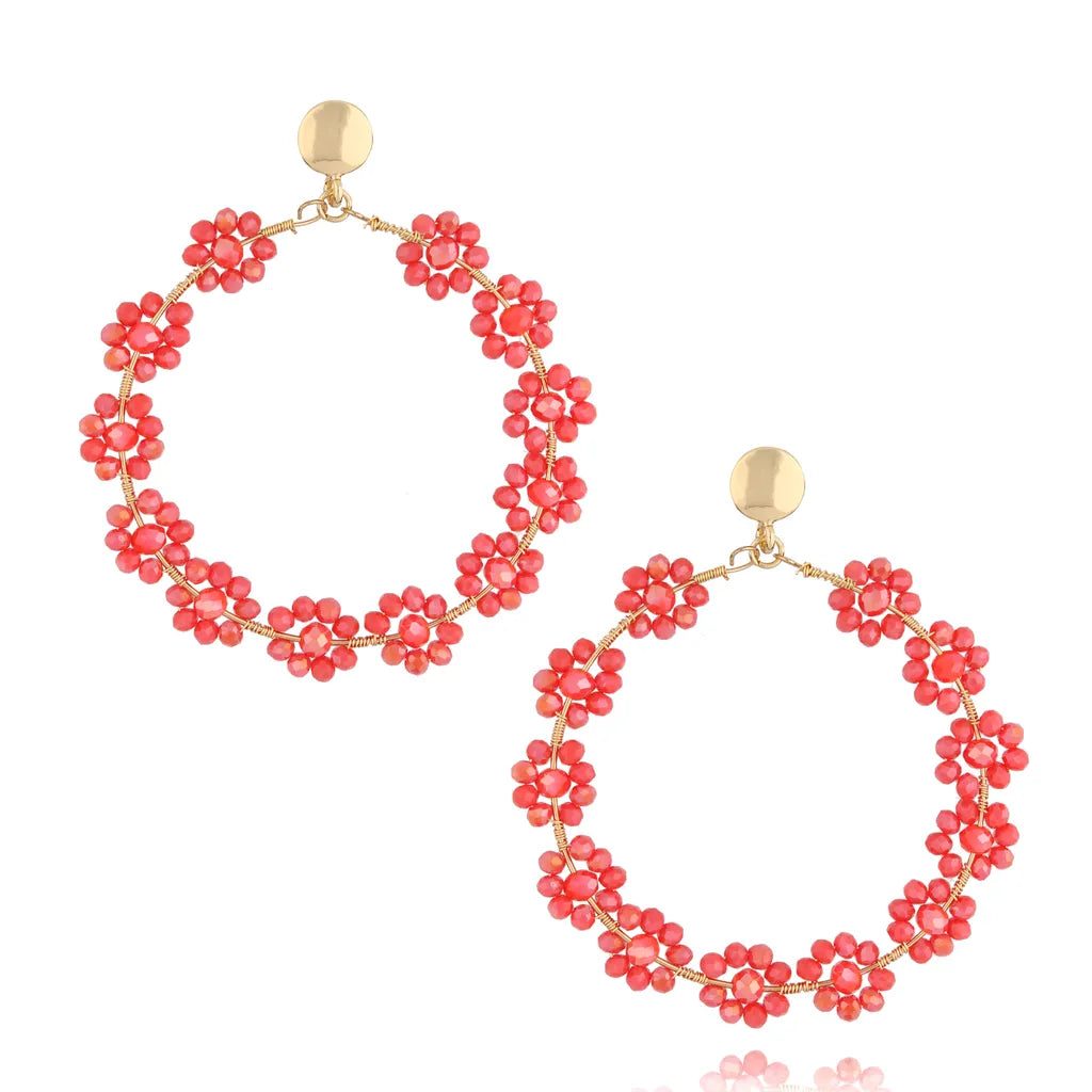 Papaya Flower Crystal Earrings