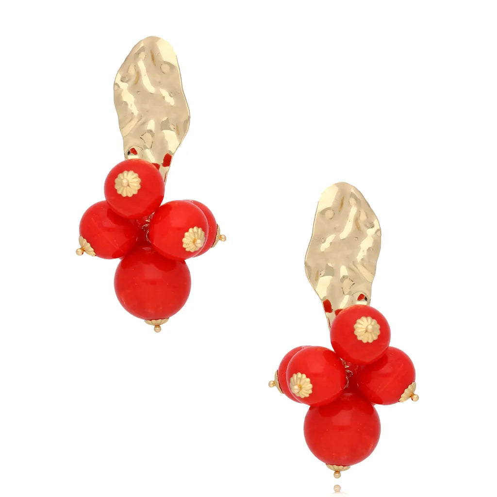 Hot Red Gold Earrings