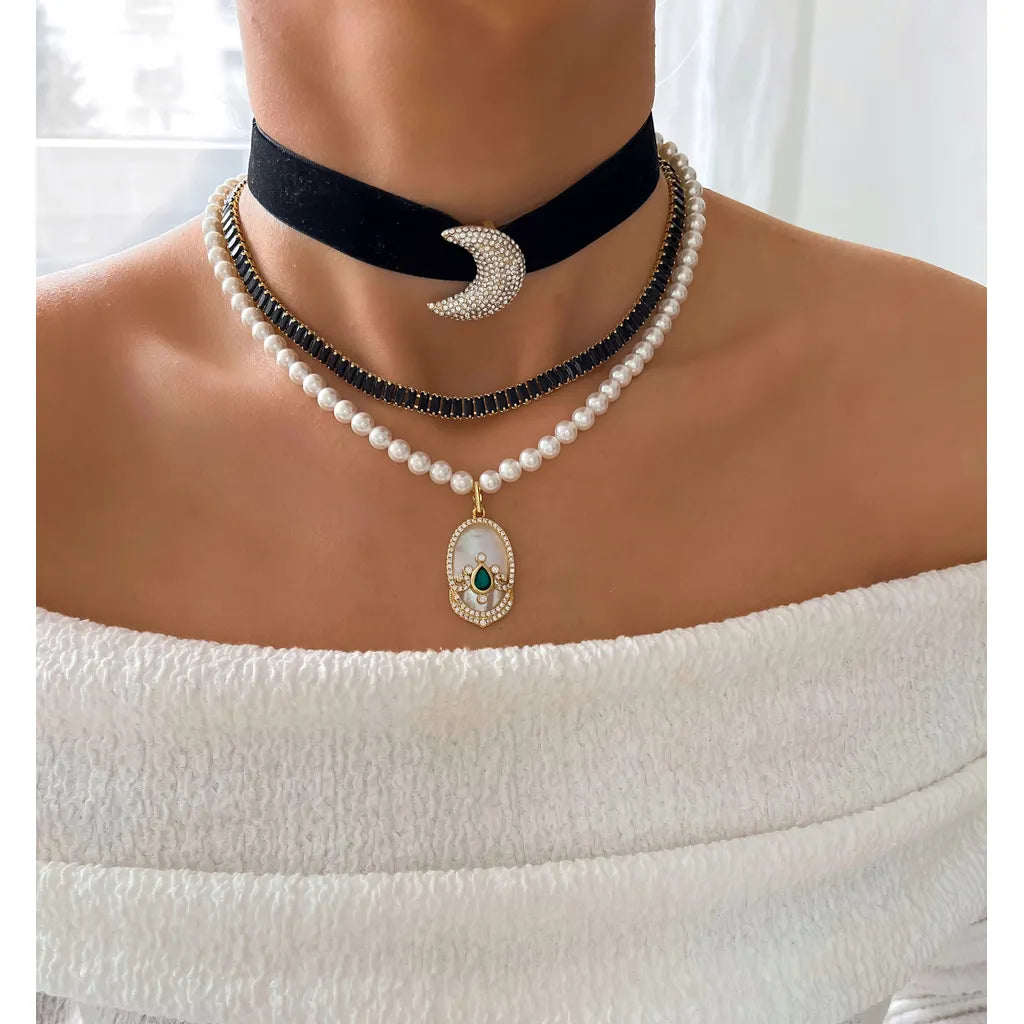 Crystal Gold Moon Choker Fabulous