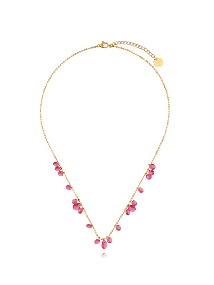 Pink  Crystal Necklace Gioia Stainless Steel