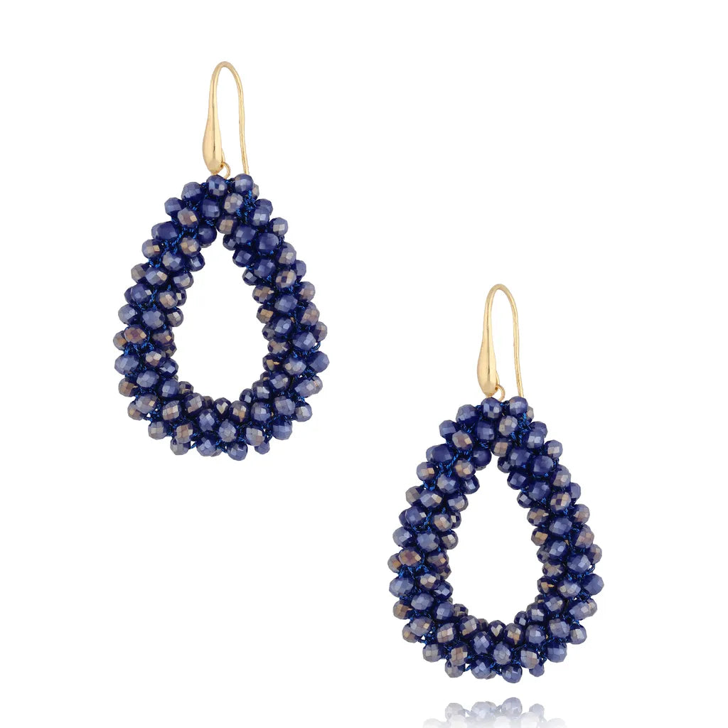 Sparkling Navy Luminous Crystal Earrings