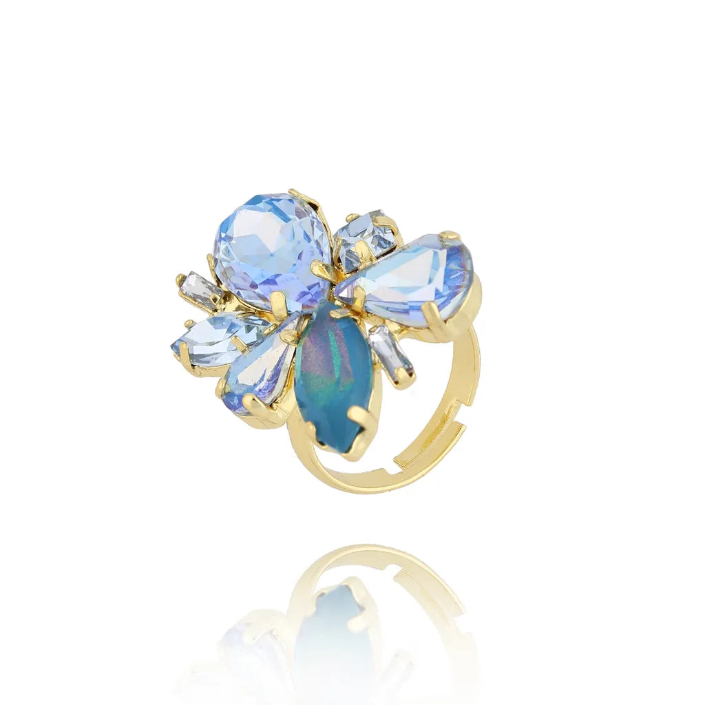 Do It For Me Blue Crystal Adjustable Ring