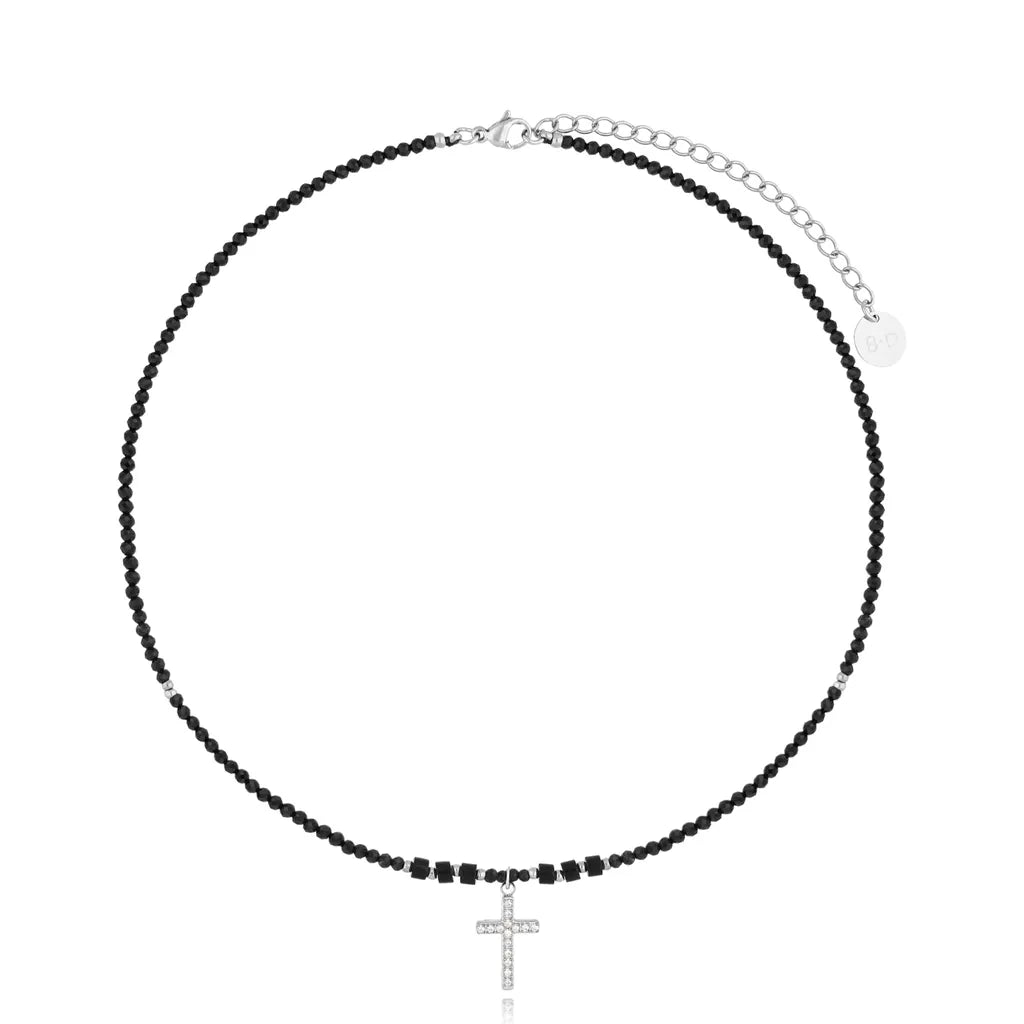 Turmalin Necklace with Silver Cross Lifestyle