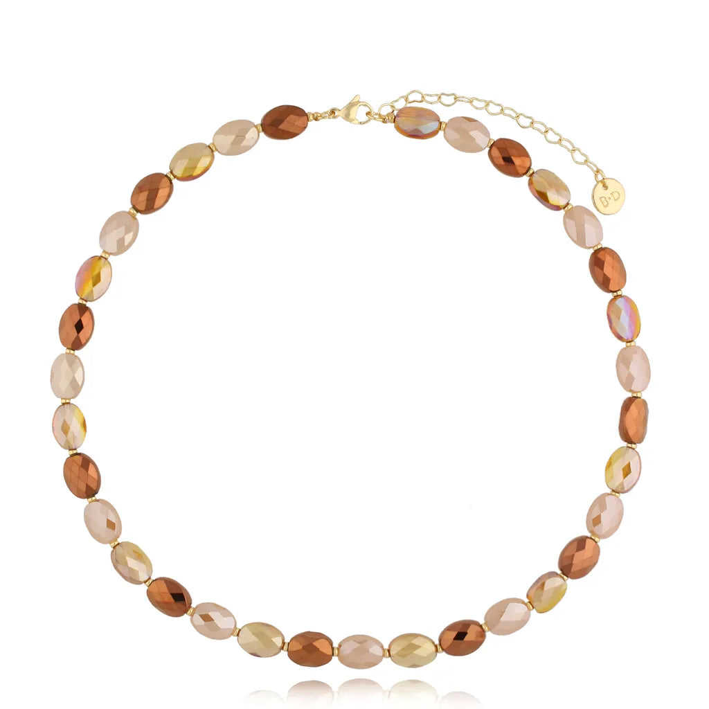 Gold and Beige Crystal Necklace Togue