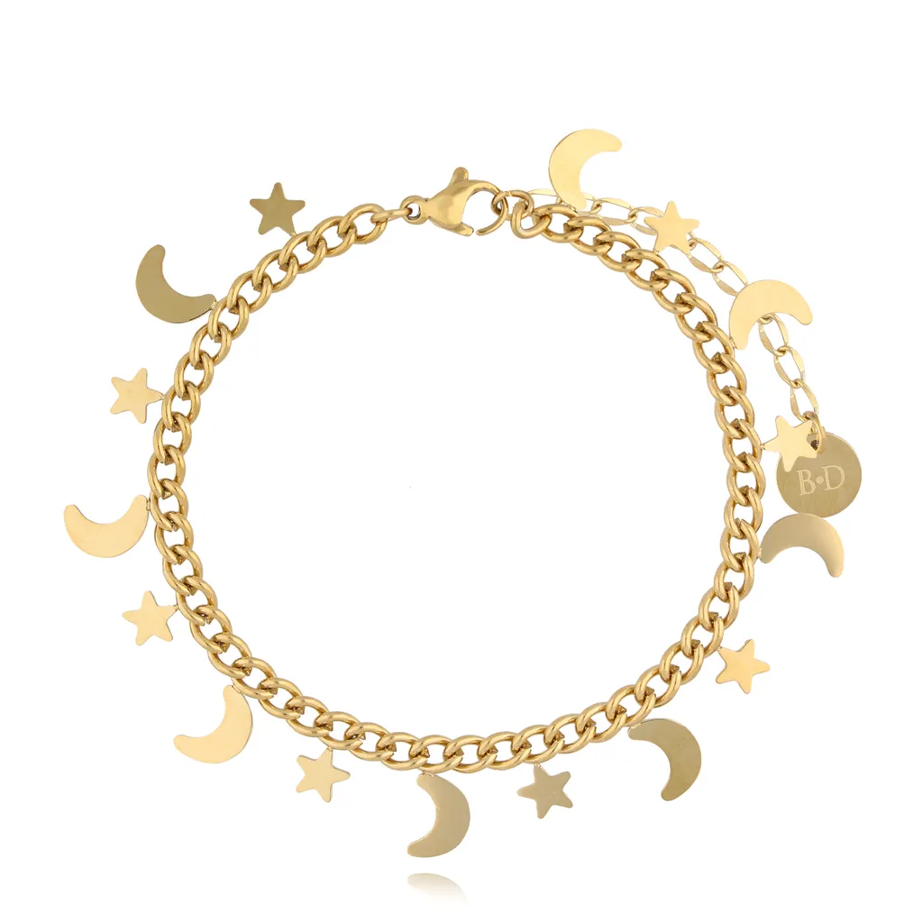 Moon and Star Gold Bracelet