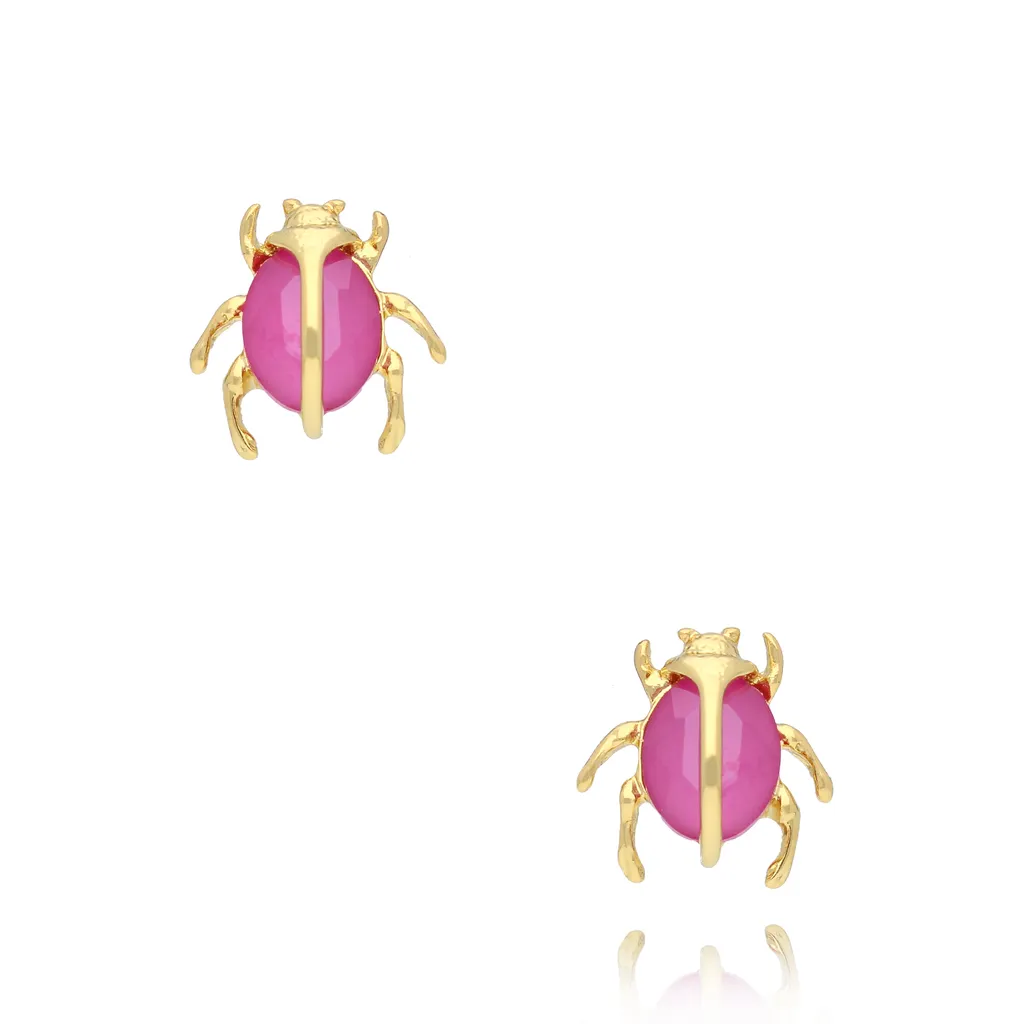 Fuchsia Beetle Earrings