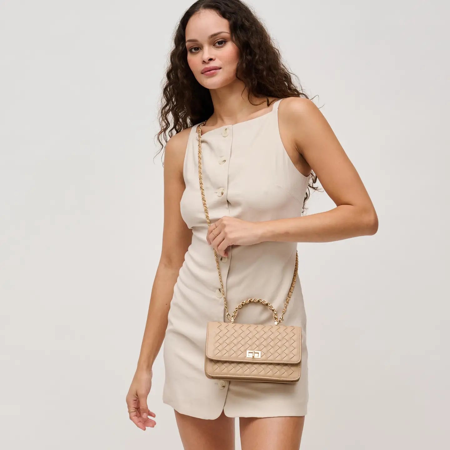 Lulu Woven Crossbody Beige