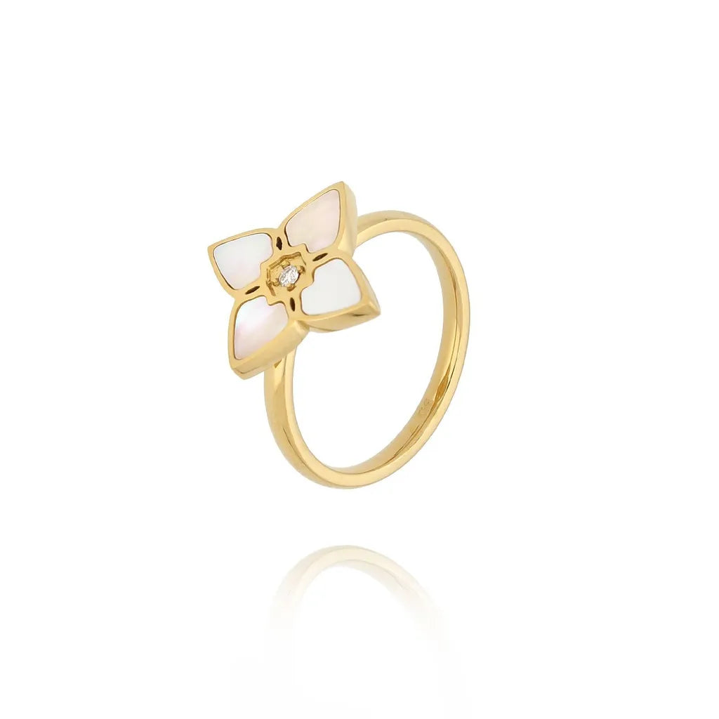 Shine Clover Gold Ring Size US 7