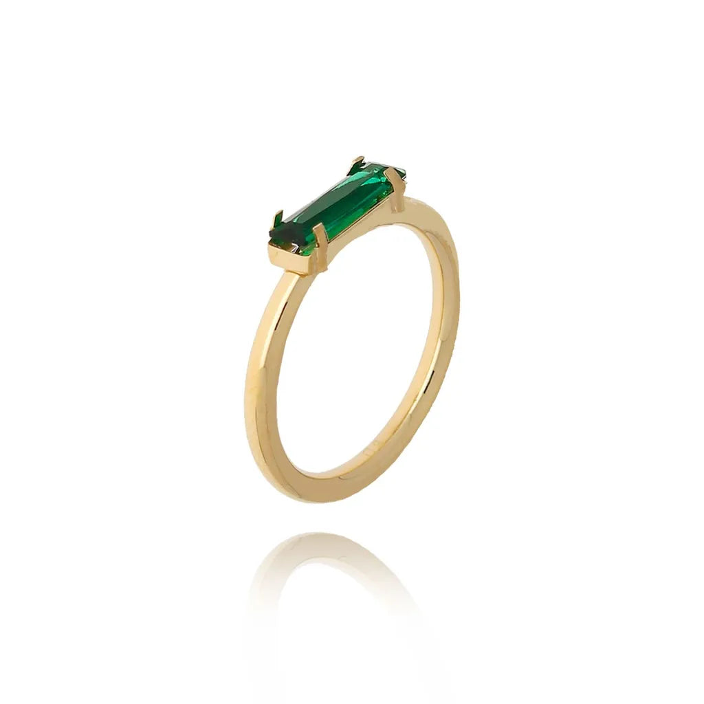 Emerald Green Gold Ring Size US 8