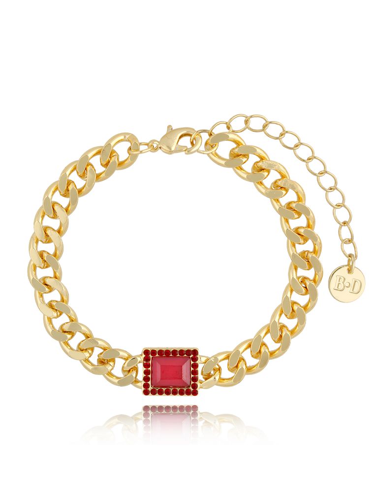 Eva Red Crystal Gold Bracelet