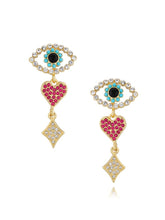 Load image into Gallery viewer, Heart Evil Eye Earrings
