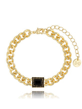 Load image into Gallery viewer, Eva Black Crystal Gold Bracelet
