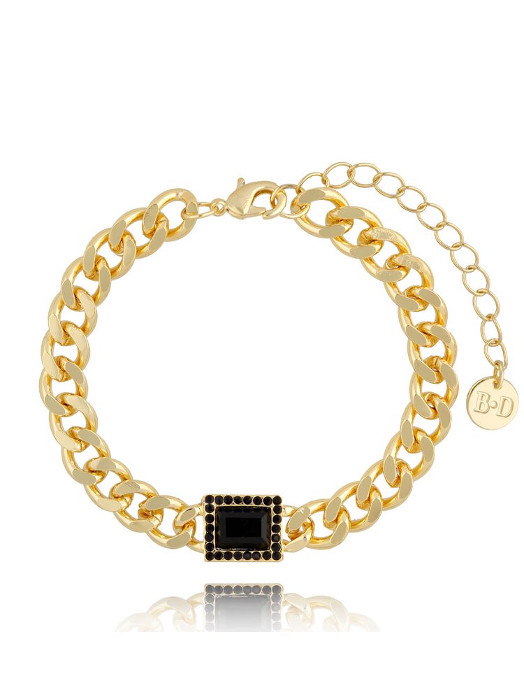 Eva Black Crystal Gold Bracelet