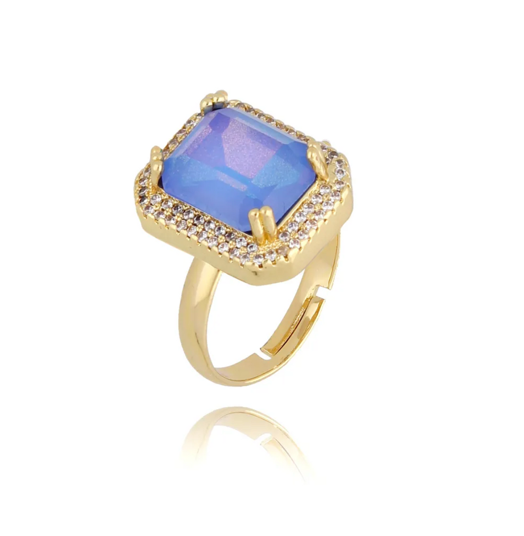 Blue Majestic Crystal Adjustable Ring