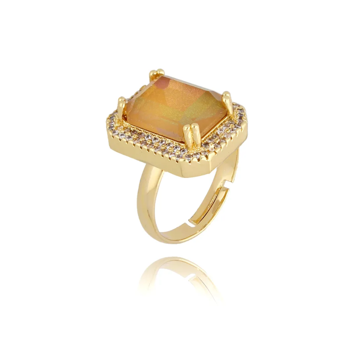 Majestic Beige Crystal Adjustable Ring