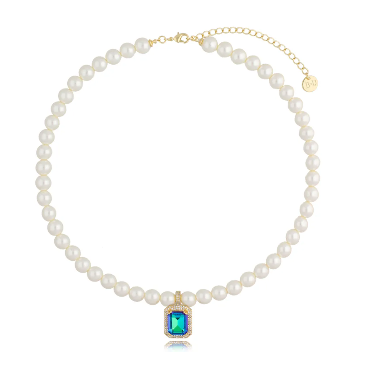 Green and Blue Majestic Crystal Pearl Necklace