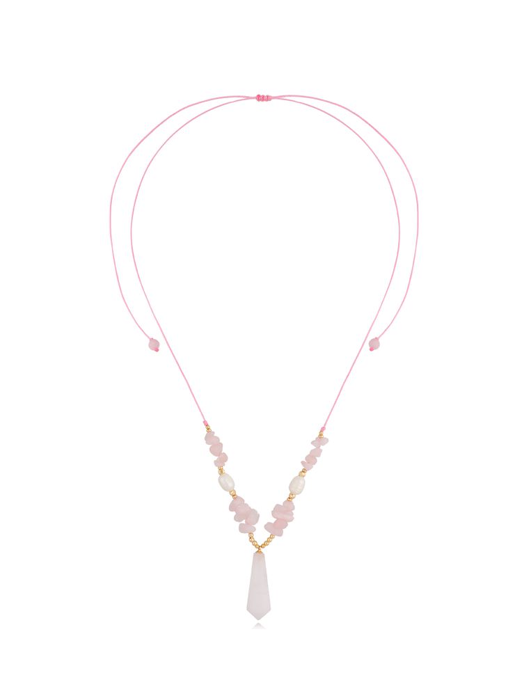 Rose Quartz Stones Adjustable Necklace