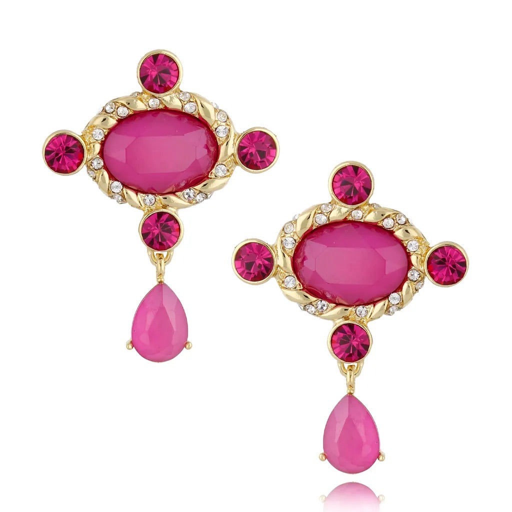 Sienna Fuchsia Crystal Earrings