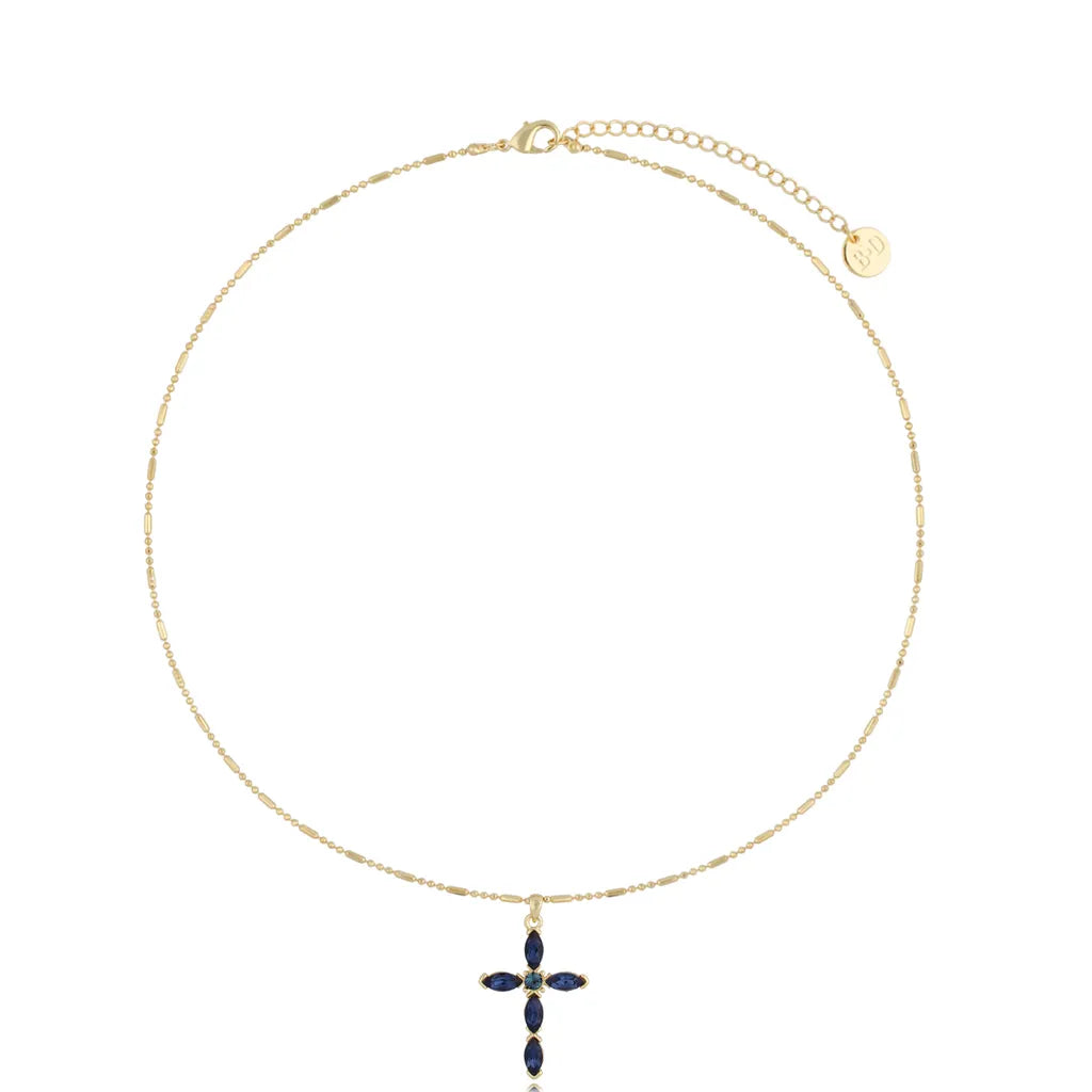 Gold Necklace with Graphite Glam Cross