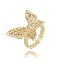 Load image into Gallery viewer, Gold Crystal Butterfly Ring
