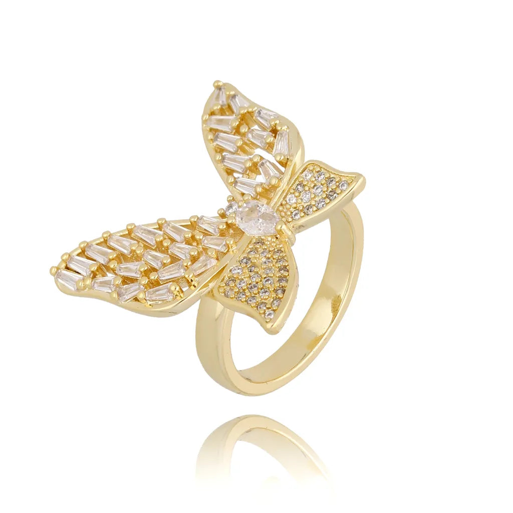 Gold Crystal Butterfly Ring