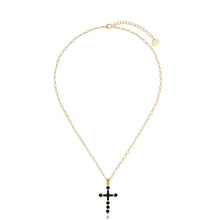 Load image into Gallery viewer, Gold Necklace with Black Crystal Cross
