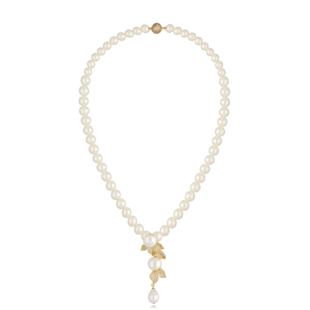 Retro Bella Pearl Gold Necklace