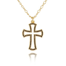 Load image into Gallery viewer, Black Crystal Cross Necklace
