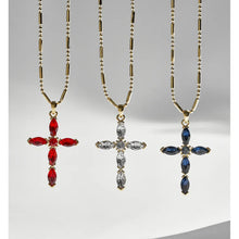 Load image into Gallery viewer, Gold Necklace with Clear Glam Cross
