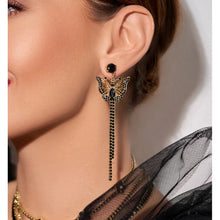 Load image into Gallery viewer, Black Butterfly Crystals Earrings
