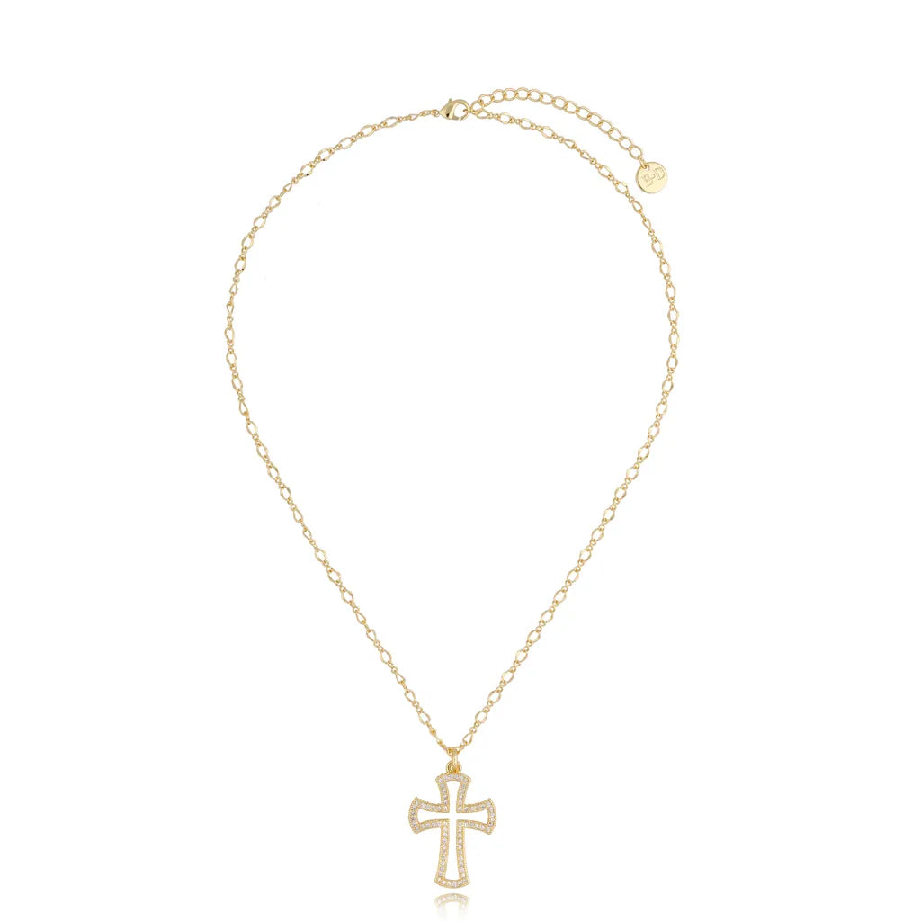 Gold Crystal Cross Necklace