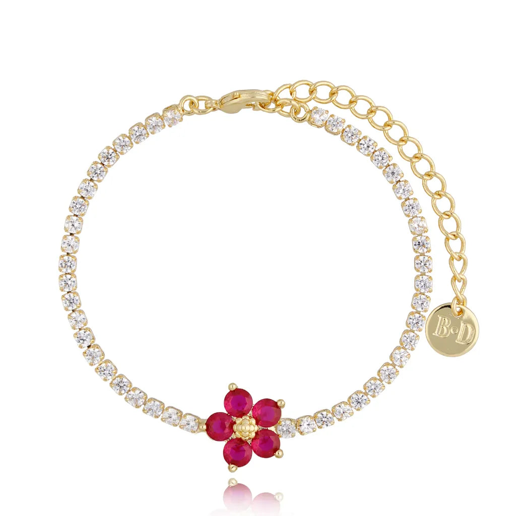 Crystal Fuchsia Flower Bracelet