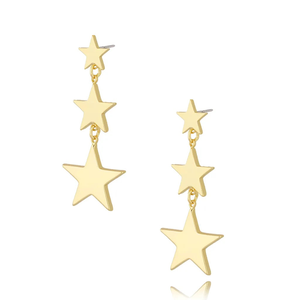 Gold Star Dangle Earrings