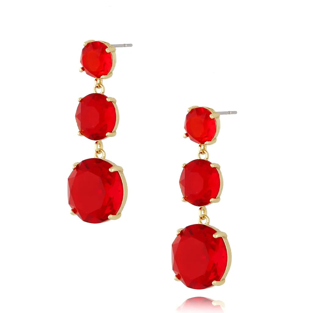 Long Red Crystal Earrings