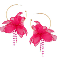 Load image into Gallery viewer, Fuchsia Blossom Hoops
