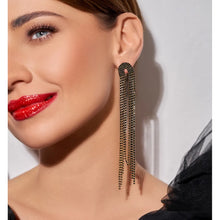 Load image into Gallery viewer, Long Black Crystals Earrings
